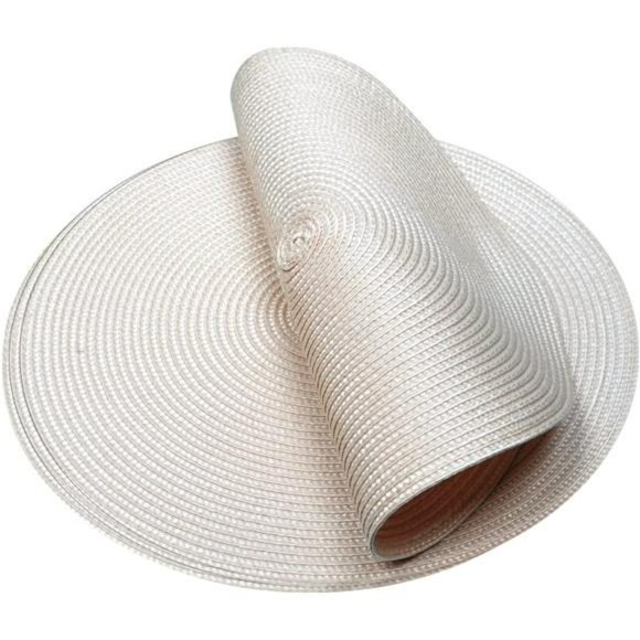 Round Braided Placemats Set of 4 Table Mats Woven Non-Slip Place Mats 15 Inch - Picture 4 of 6